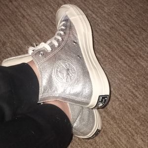 Converse. Chuck Taylor. Hi-Top. Silver & Cream.